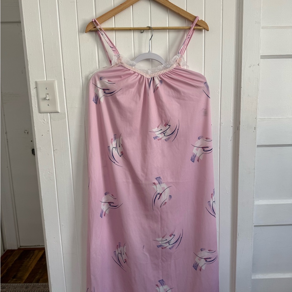 Pink Nightgown with Abstract Design 90s Y2K